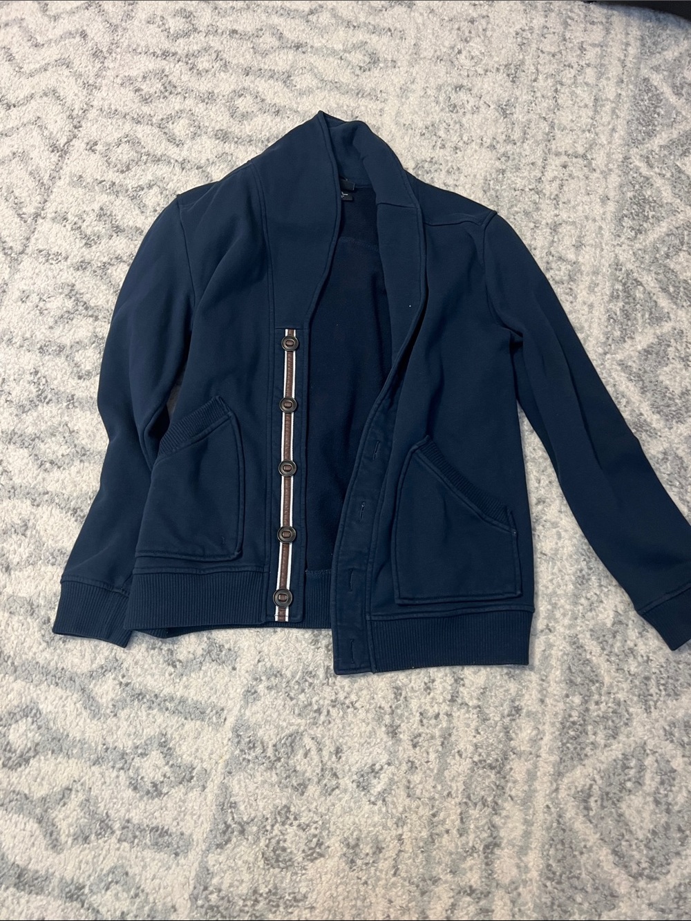 H&M Navy Shawl-Collar Button Cardigan Jacket